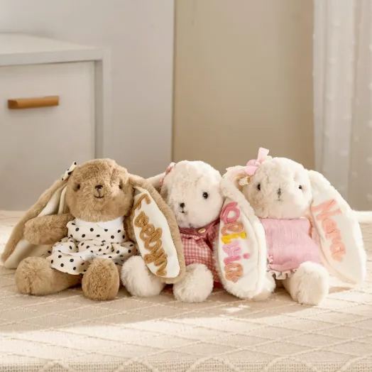 Peluche Coniglietto Personalizzato, Giocattolo Coniglio Personalizzato Per Bambino, Animale Farcito Per L'asilo Nido, Regalo Per La Doccia Per Bambini - mymoonlampit