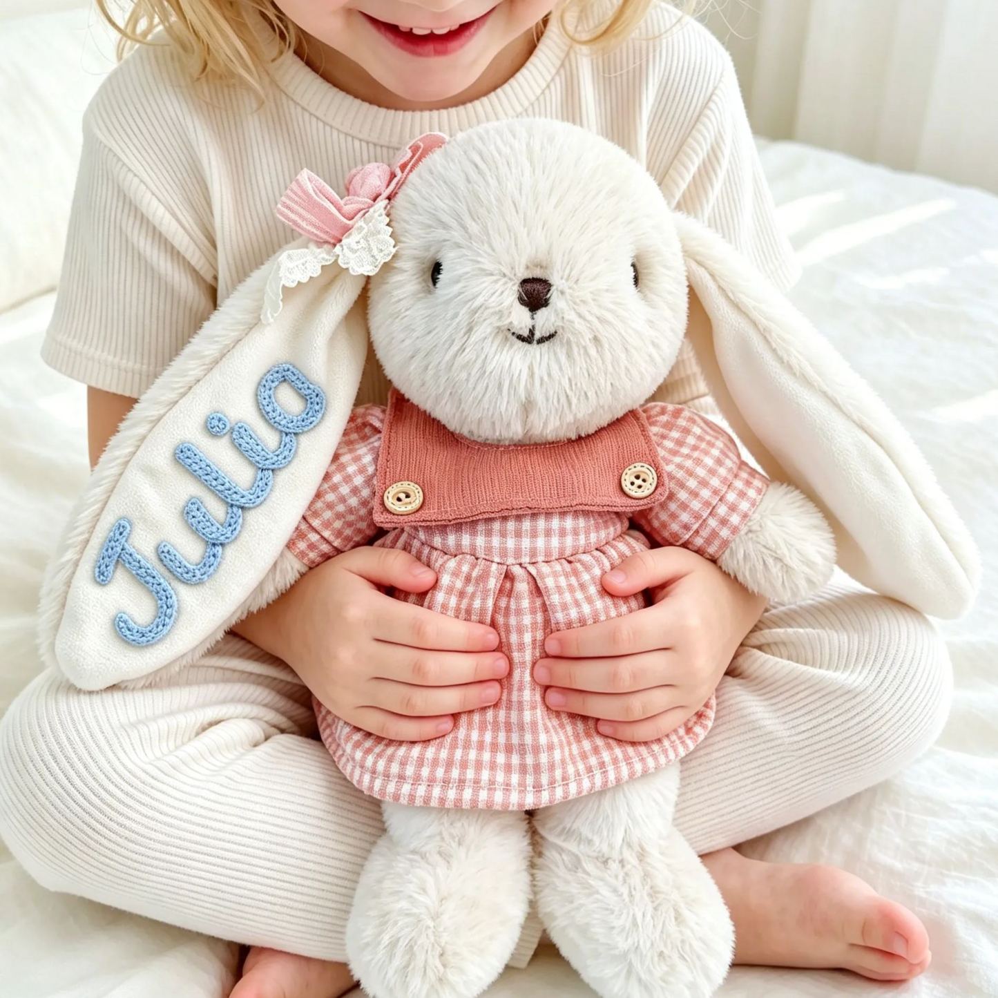 Peluche Coniglietto Personalizzato, Giocattolo Coniglio Personalizzato Per Bambino, Animale Farcito Per L'asilo Nido, Regalo Per La Doccia Per Bambini - mymoonlampit