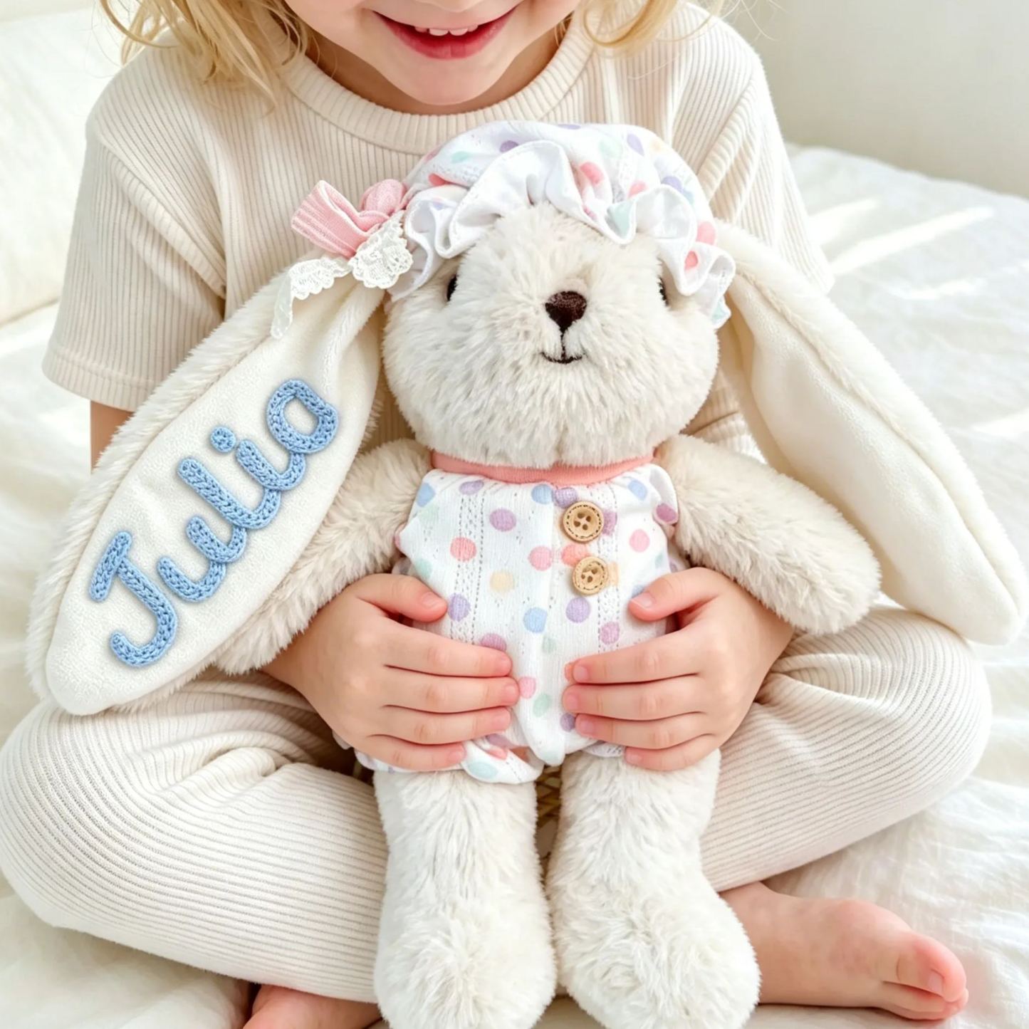 Peluche Coniglietto Personalizzato, Giocattolo Coniglio Personalizzato Per Bambino, Animale Farcito Per L'asilo Nido, Regalo Per La Doccia Per Bambini - mymoonlampit