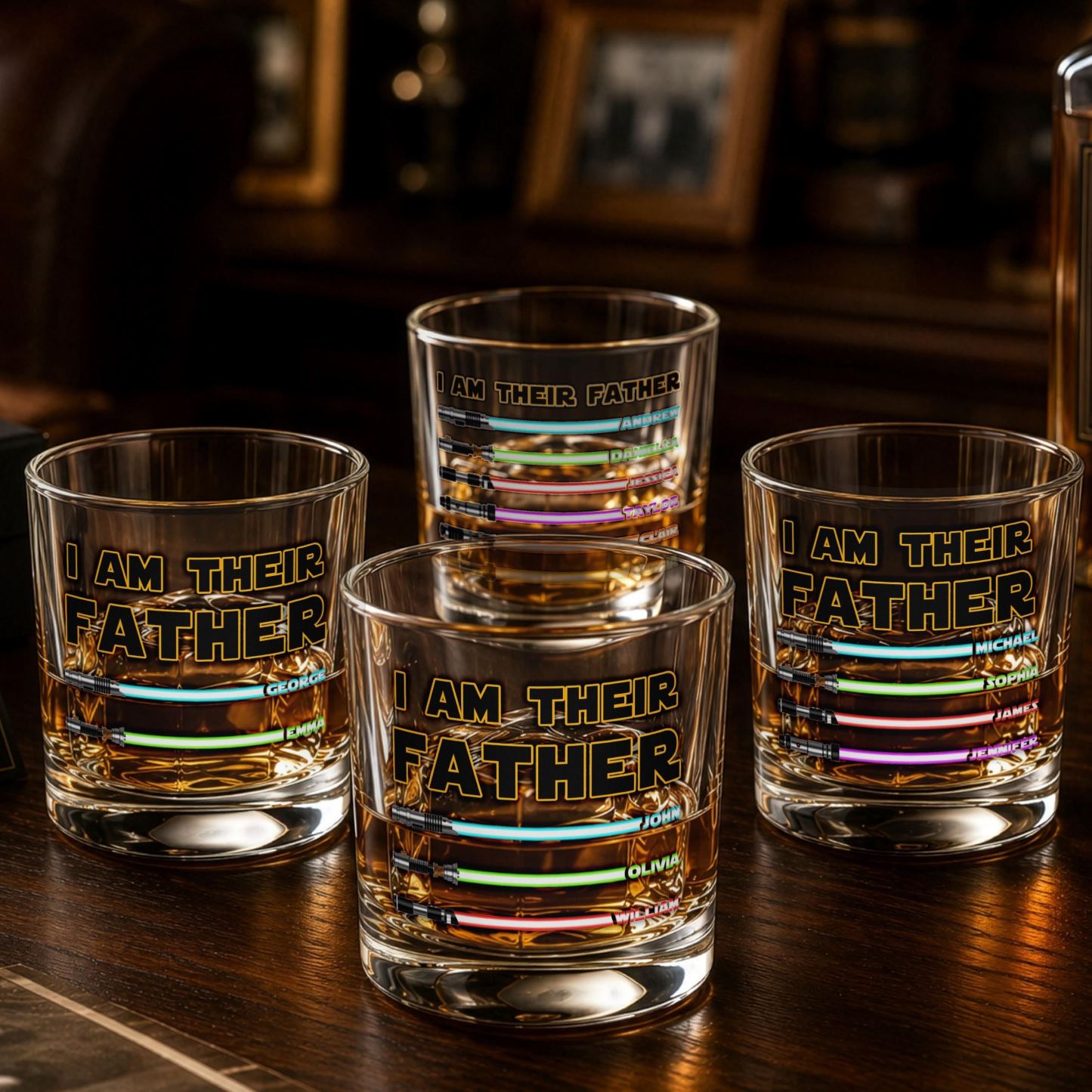 Regali Per La Festa Del Papà Dai Bambini, Io Sono Il Loro Padre, Regali Personalizzati Per Papà, Bicchiere Da Whisky Con Nomi Per Bambini, Regalo In Vetro Con Spada Laser Per Papà - mymoonlampit
