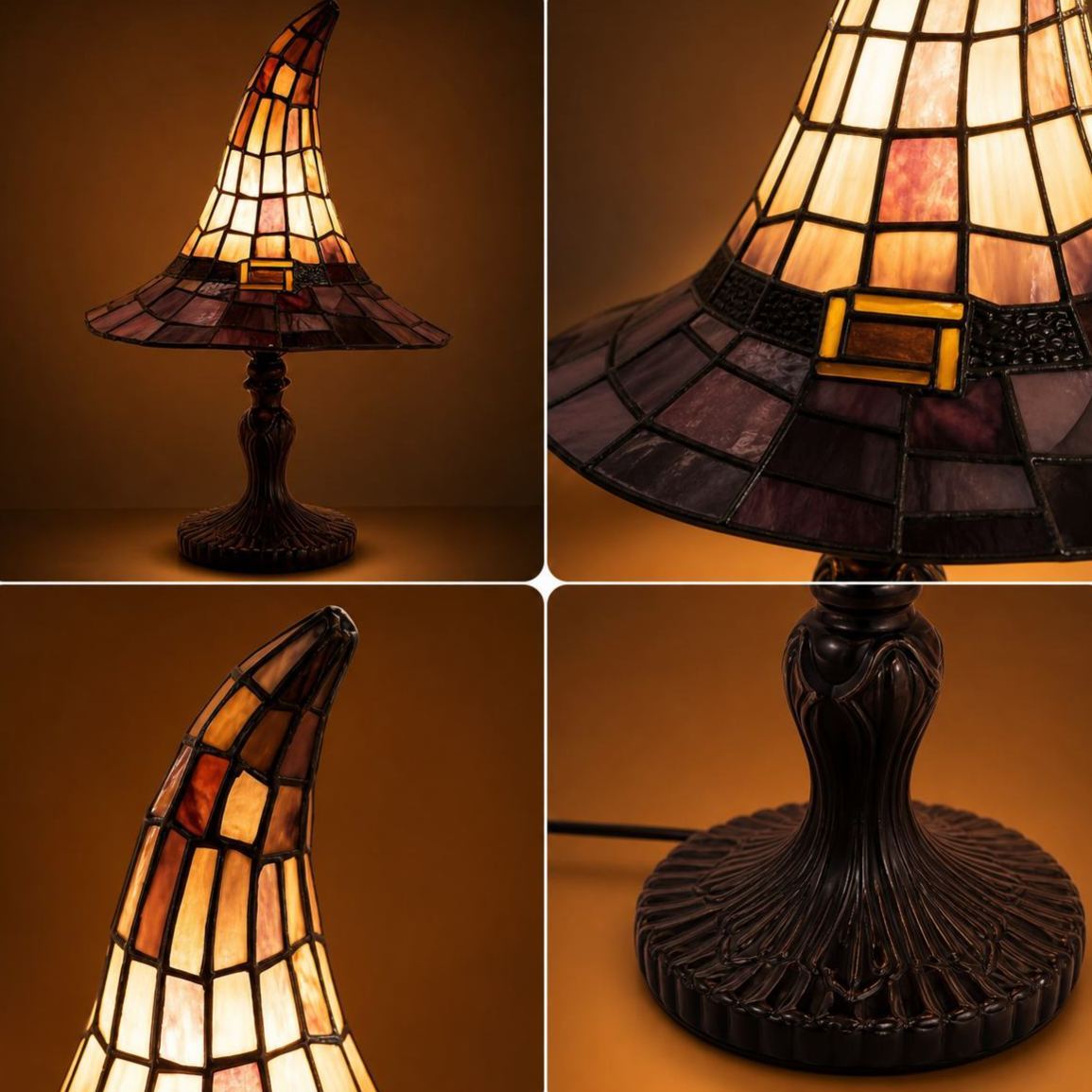 Lampada Per Cappello Da Strega In Vetro Colorato, Lampada Da Tavolo Decorativa In Resina, Luce Notturna Per Cappello Da Strega Di Halloween, Lampada Per Accenti Di Decorazioni Per La Casa Fantasy - mymoonlampit
