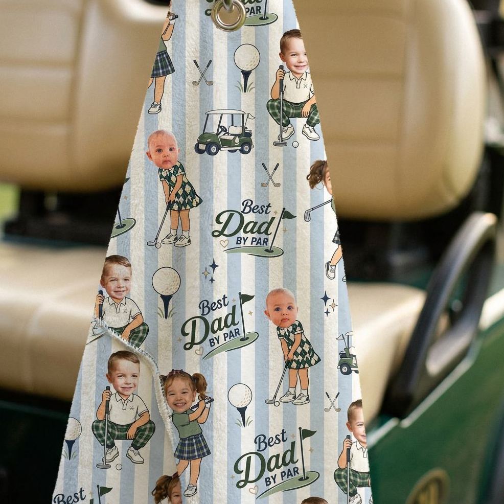 Asciugamano Da Golf Personalizzato, Regalo Personalizzato Per Papà Dai Figli, Souvenir Di Golf Per La Festa Del Papà - mymoonlampit