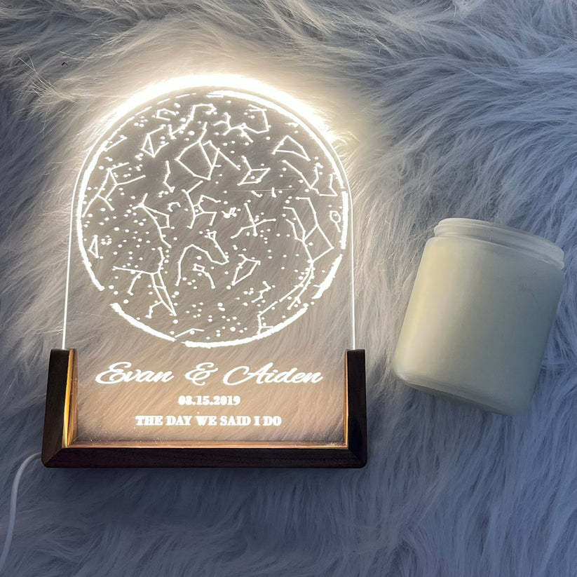 Luce Notturna Personalizzata Con Mappa Stellare Per Data Regalo Di Anniversario Con Luce Notturna Per Matrimonio Personalizzata