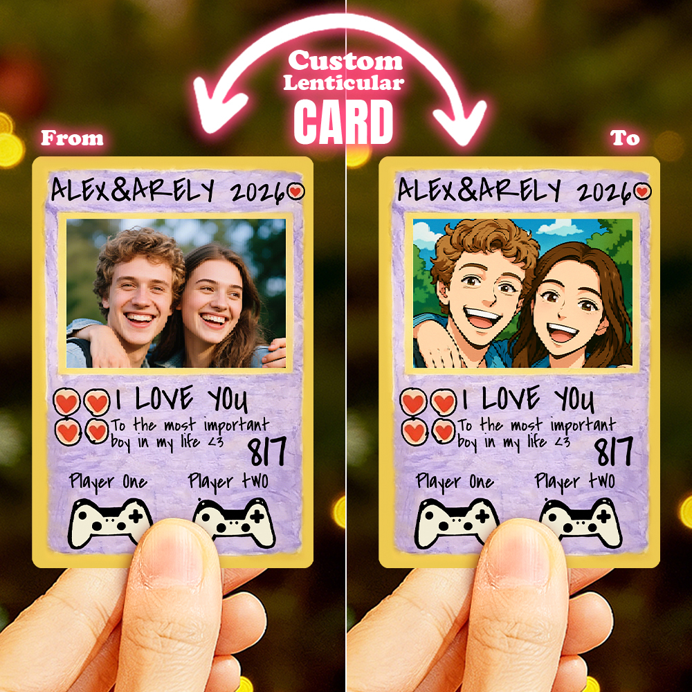 Biglietto Lenticolare Personalizzato Per San Valentino, Coppia Di Successo, Biglietto Di Anniversario Personalizzato, Foto Di Coppia, Stile Anime, Regalo Di San Valentino Per Innamorati - mymoonlampit