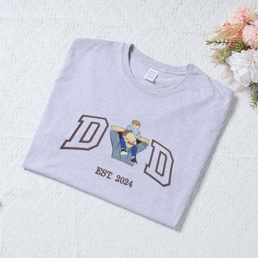 Maglietta Personalizzata Con Ricamo Per Papà, Personalizzata Con Ricamo Della Foto E Del Nome Di Tuo Papà - mymoonlampit
