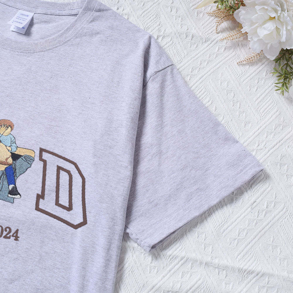 Maglietta Personalizzata Con Ricamo Per Papà, Personalizzata Con Ricamo Della Foto E Del Nome Di Tuo Papà - mymoonlampit