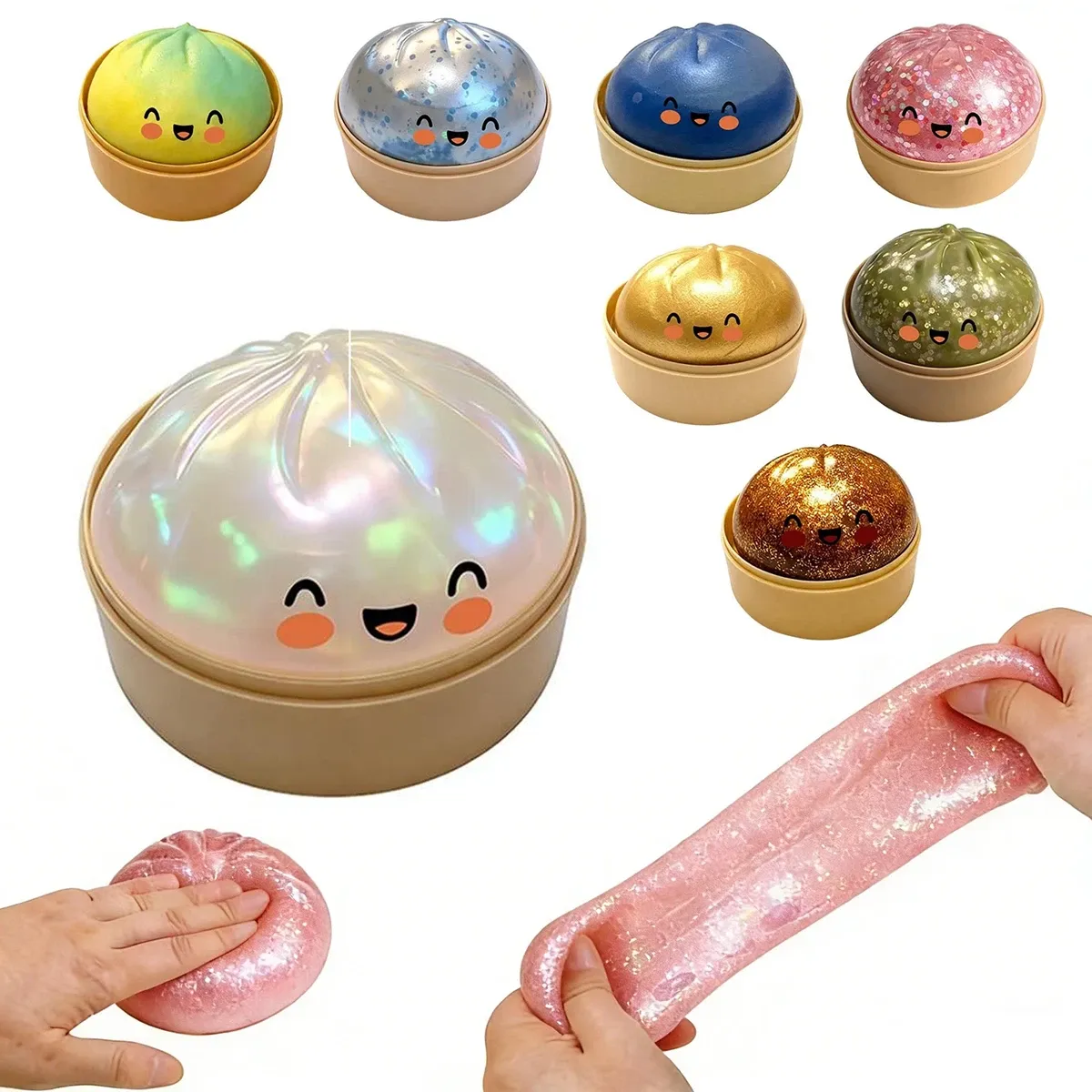 Glitter Gnocco Giocattoli Squishy Panino Al Vapore Palla Sensoriale Antistress Novità Scrivania Regalo Di Decompressione Da Spremere Morbido