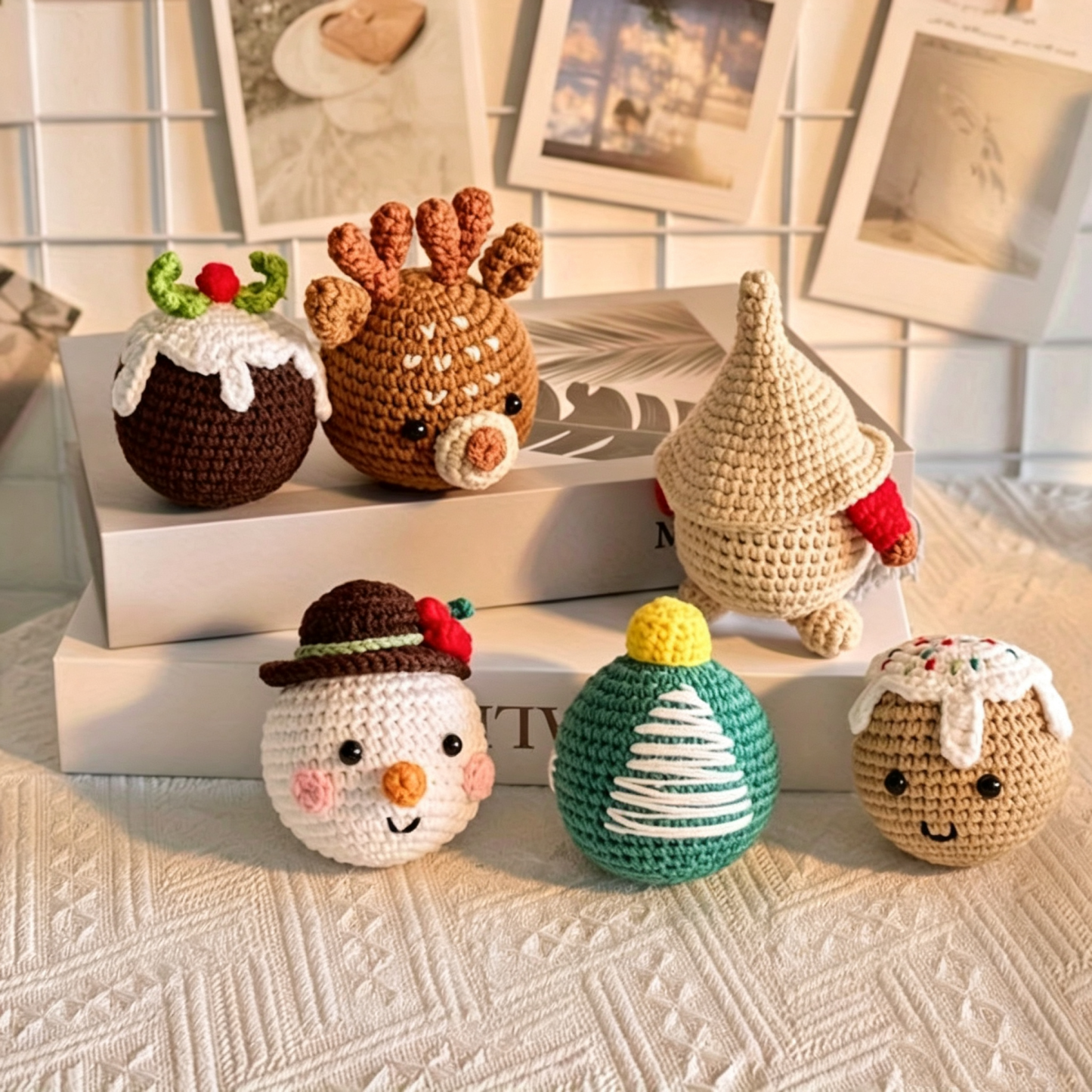 Set Di Decorazioni Natalizie All'uncinetto Fatte A Mano: Pupazzo Di Neve, Renna E Albero, Perfette Come Regalo Per Le Feste. - mymoonlampit