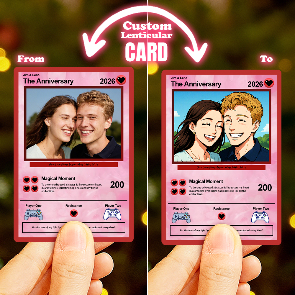 Biglietto Lenticolare Personalizzato Per San Valentino, Coppia Di Successo, Biglietto Di Anniversario Personalizzato, Foto Di Coppia, Stile Anime, Regalo Di San Valentino Per Innamorati - mymoonlampit