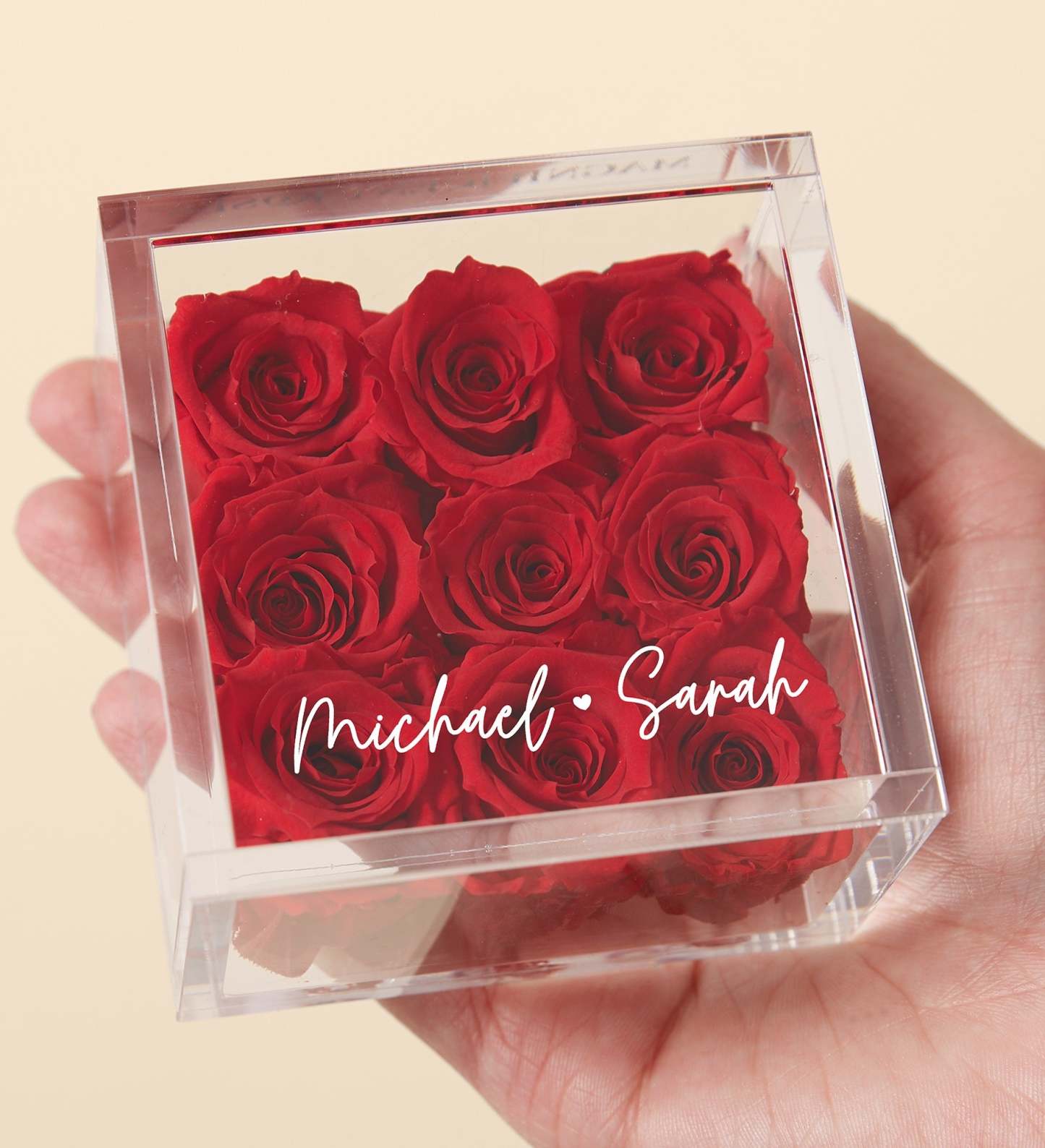 Scatola Ricordo Personalizzata Con Rosa Rossa In Miniatura Connected Love - mymoonlampit