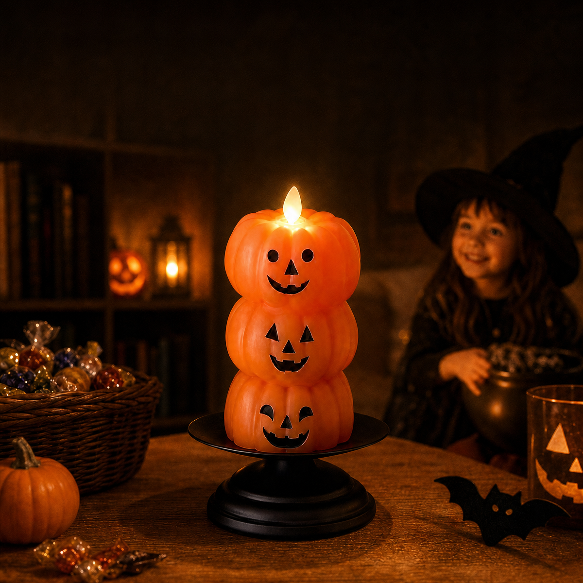 Decorazioni Impilabili A Forma Di Zucca Per Halloween - Candele LED Senza Fiamma Per La Casa, Feste E Regali - mymoonlampit