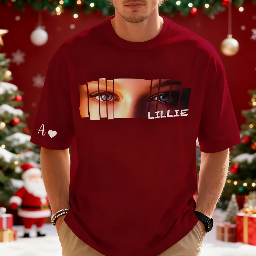 Weihnachtsgeschenke Benutzerdefinierte Augen Shirt Freundin Augen T-shirt Personalisierte Foto Und Name - FotoSocken