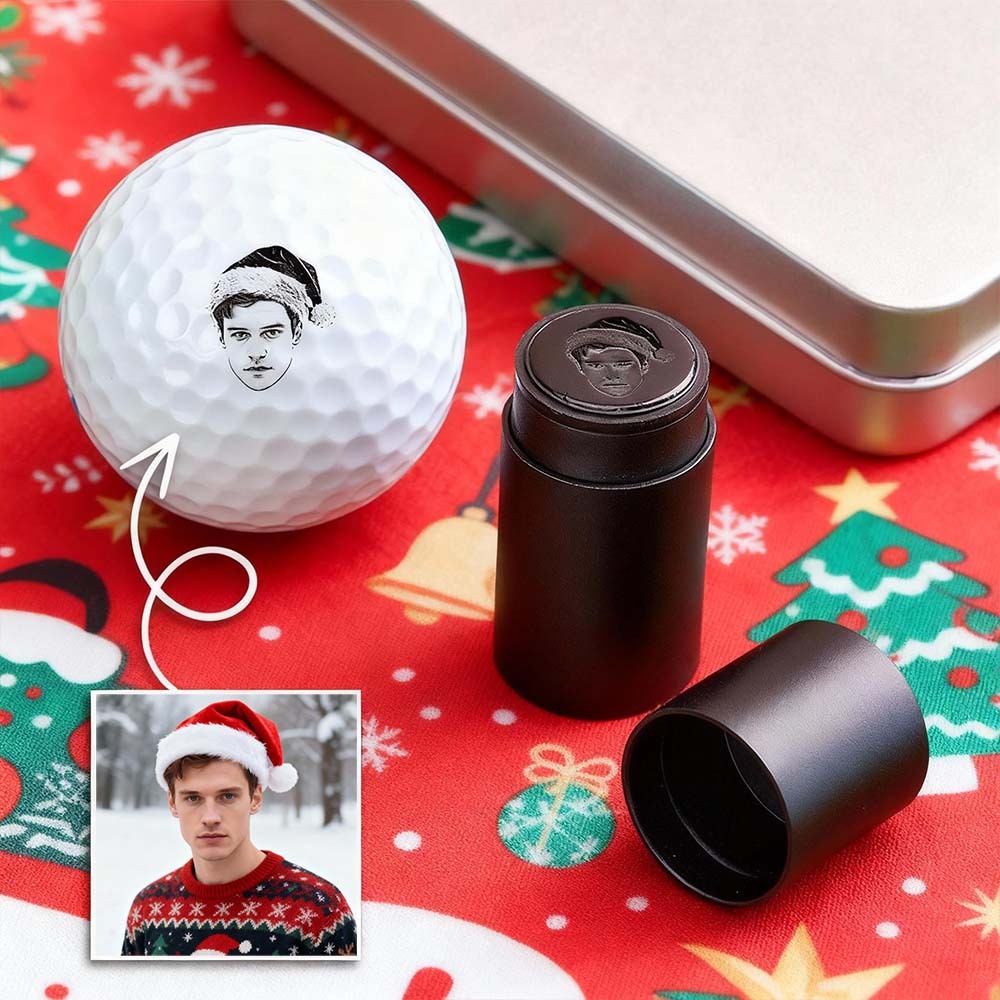Benutzerdefinierter Foto-golfball-stempel Mit Metall-aufbewahrungsbox, Foto Und Text, Geschenkidee Zum Geburtstag, Weihnachtsmann Für Golfspieler - FotoSocken