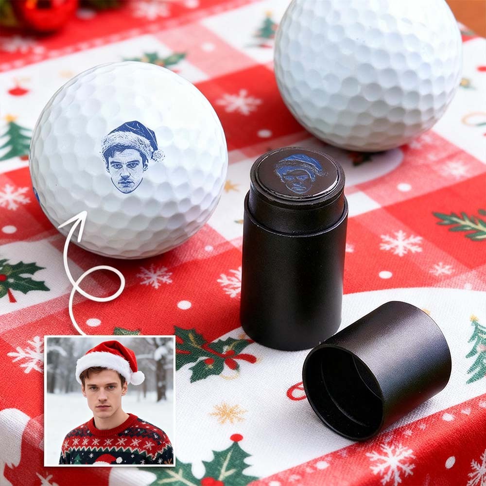 Benutzerdefinierter Foto-golfball-stempel Mit Metall-aufbewahrungsbox, Foto Und Text, Geschenkidee Zum Geburtstag, Weihnachtsmann Für Golfspieler - FotoSocken