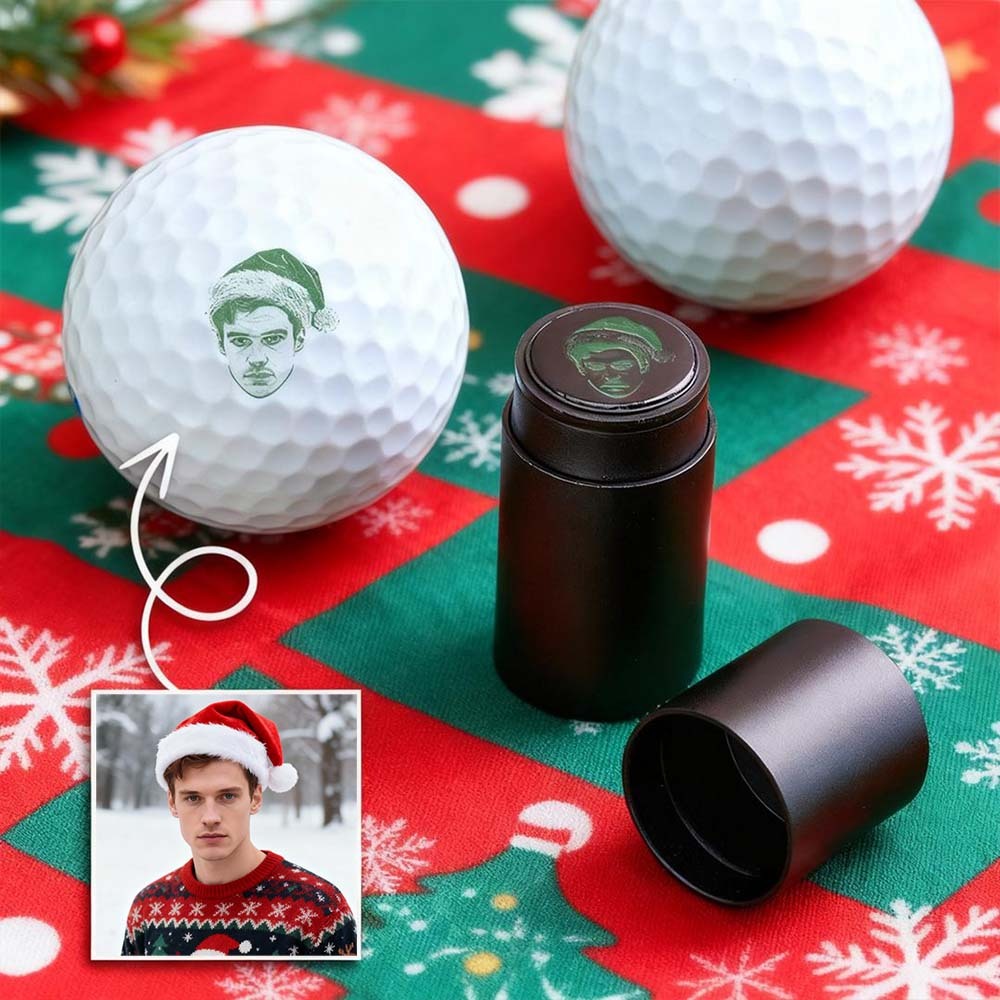Benutzerdefinierter Foto-golfball-stempel Mit Metall-aufbewahrungsbox, Foto Und Text, Geschenkidee Zum Geburtstag, Weihnachtsmann Für Golfspieler - FotoSocken
