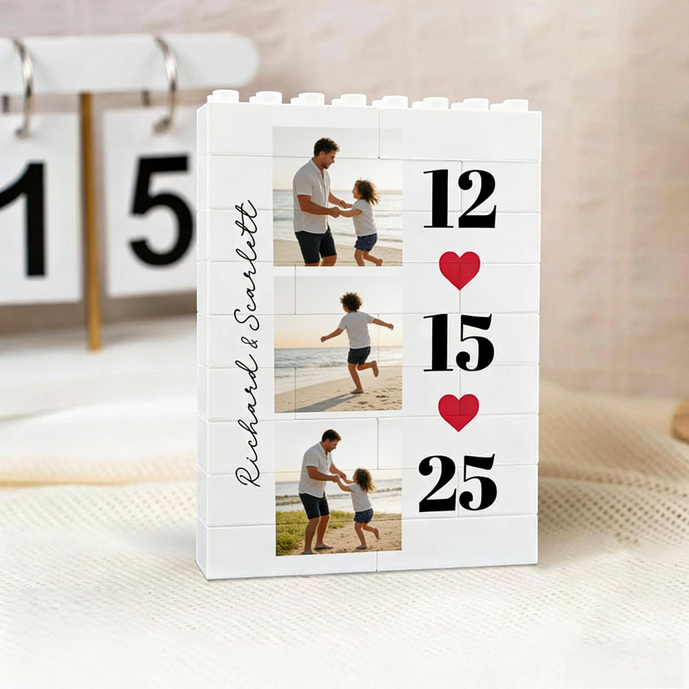 Personalisierter Fotopuzzle-rahmen Aus Bausteinen – Ein Liebevolles Geschenk Zum Vatertag - FotoSocken