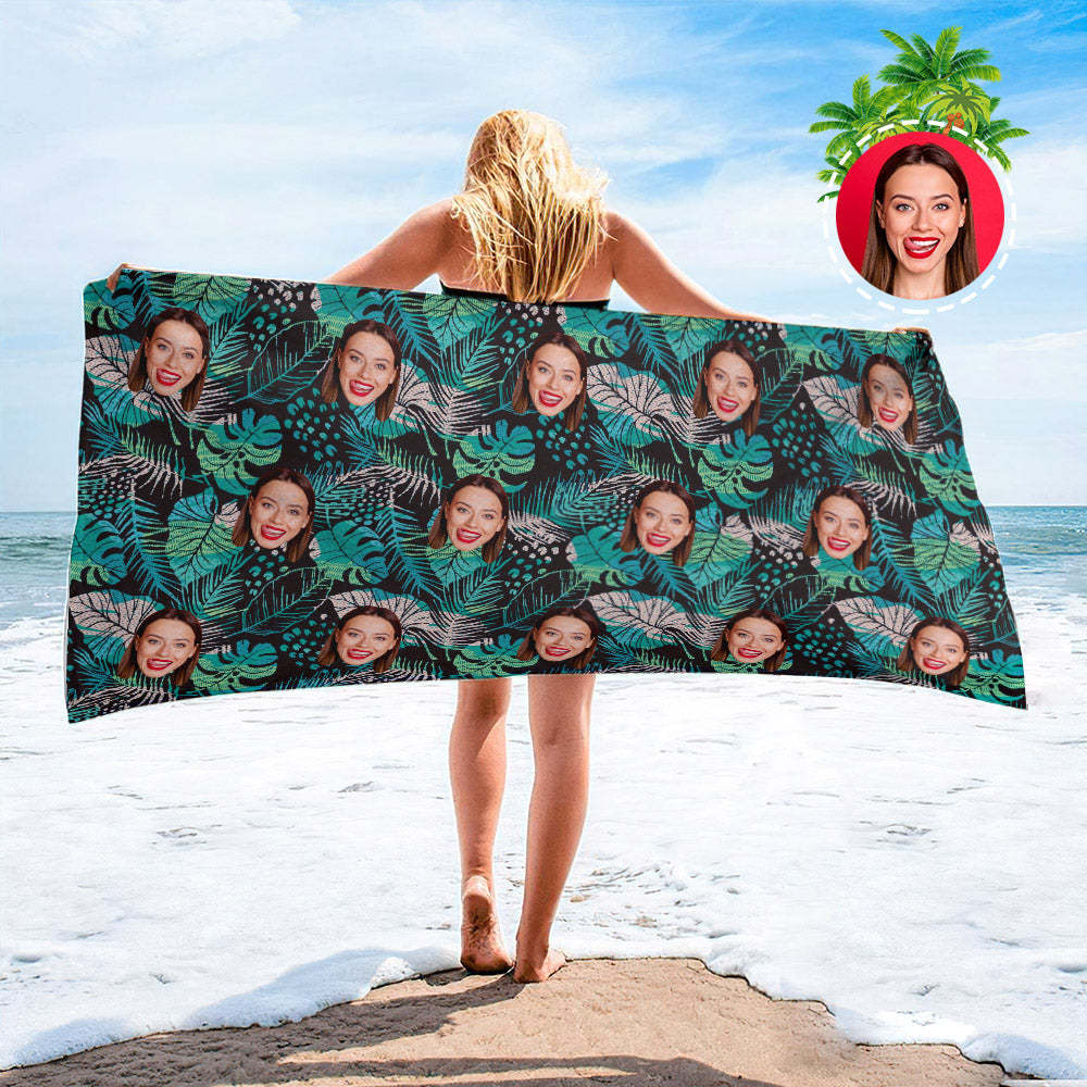 Strandtuch Mit Individuellem Gesicht, Individuelles Strandtuch Im Hawaiianischen Stil, Lustiges Geschenk - FotoSocken