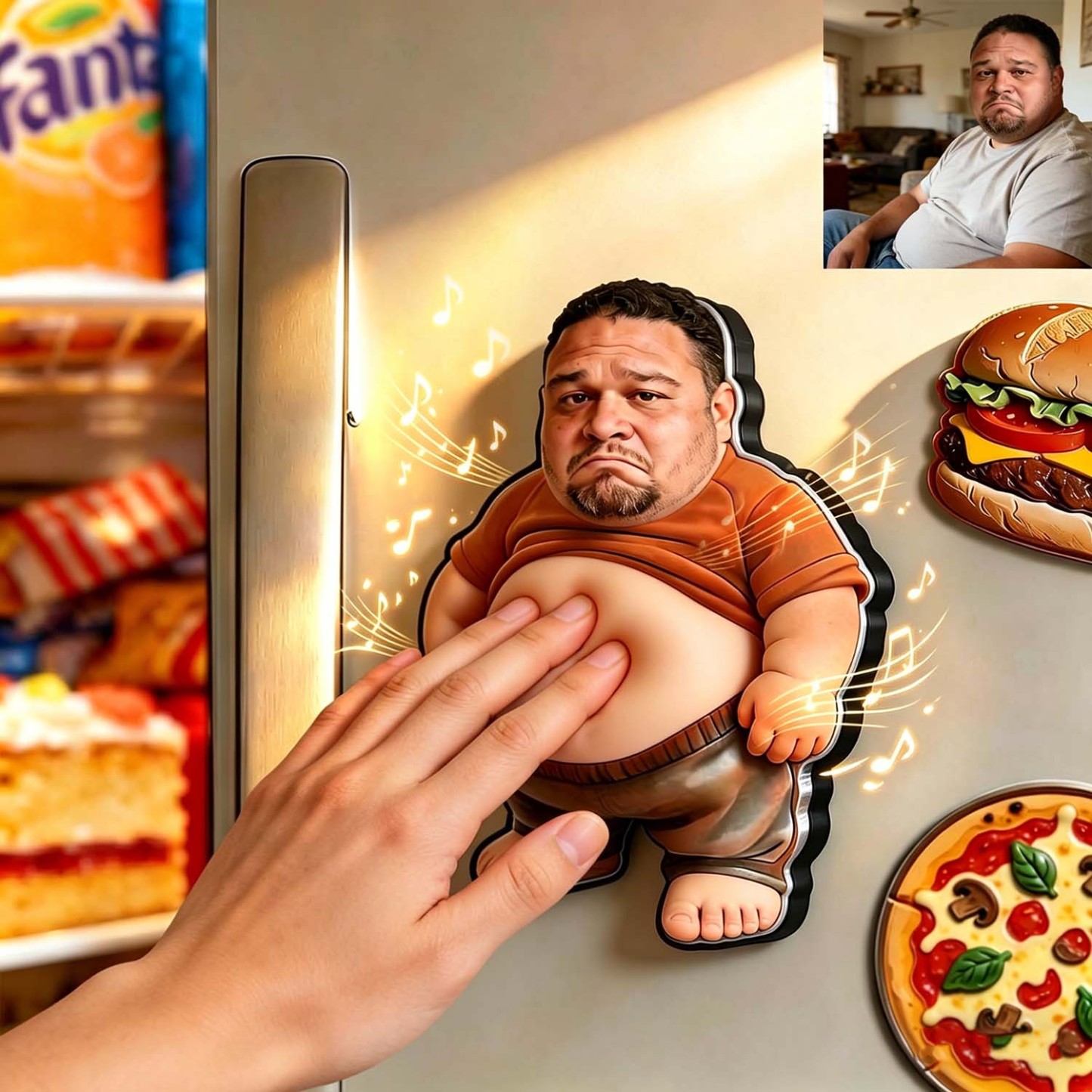 Personalisierter, Knautschbarer Kühlschrankmagnet Mit Foto Und Musik – Individuell Gestaltbarer Foto-charakter-magnet Zum Drücken Auf Den Bauch Mit Integriertem Sound, Lustiges Geschenk Für Familie Und Paare - FotoSocken