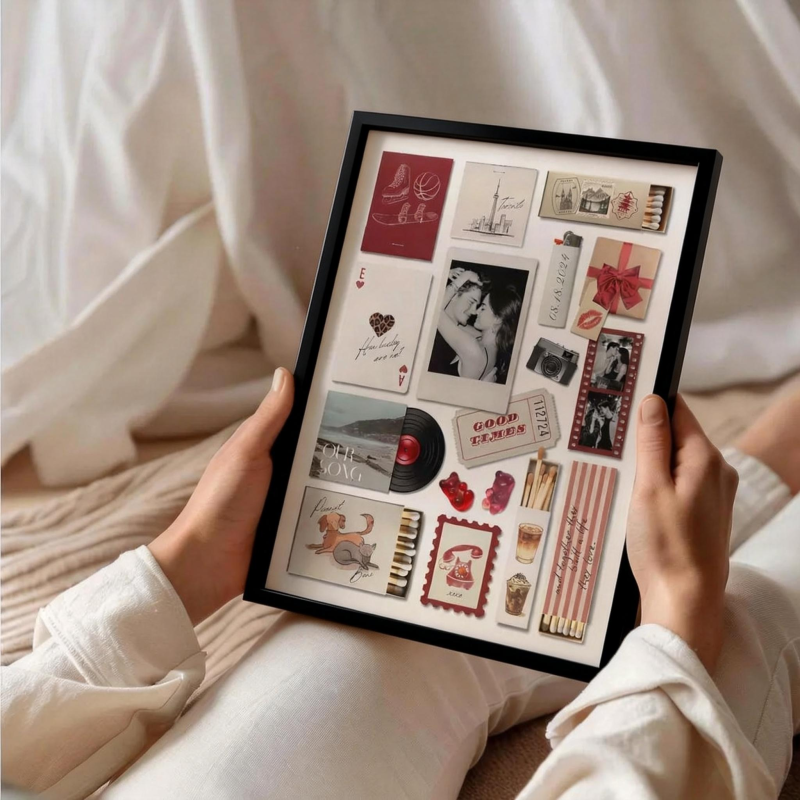 Individuell Gestalteter Holzrahmen Mit Foto Und Ihrem Text – Streichholzschachtel-poster, Wandbild, Geschenk Zum Jahrestag - FotoSocken