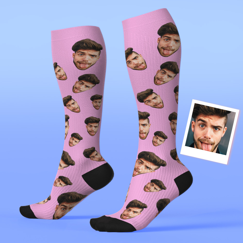 Benutzerdefinierte Gesichtskompressionsstrümpfe Personalisierte Kniestrümpfe Mein Bester Freund Haustiergesichtssocken - FotoSocken