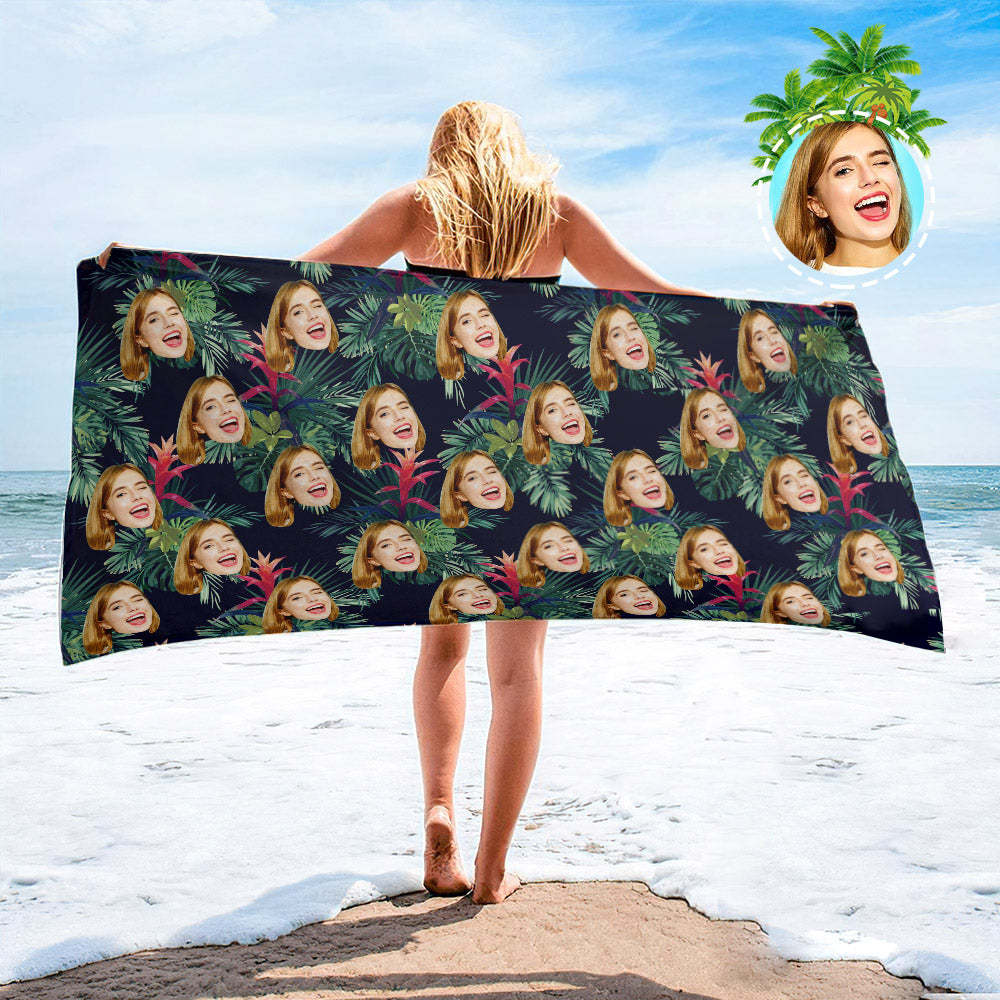 Strandtuch Mit Individuellem Gesicht, Individuelles Strandtuch Im Hawaiianischen Stil, Lustiges Geschenk - FotoSocken