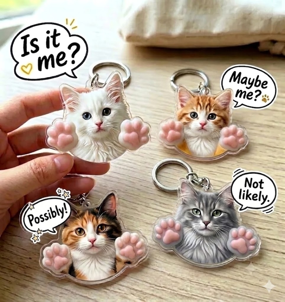 Personalisierter Katzenpfoten-Schlüsselanhänger Mit Foto, Katzenpfoten-Squishy-Spielzeug Mit Individuellem Gesicht Und Namen - FotoSocken