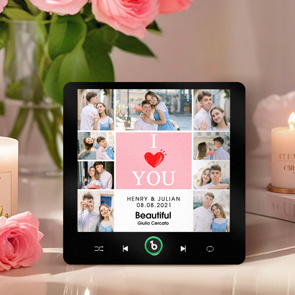 Personalisierter Musik-kühlschrankmagnet „i Love You", Datum Und Name, Musikalbum, Kühlschrankmagnet, Foto, Musikwand, Fotoaufkleber, Musikwerk, Das Abgespielt Werden Kann, Geschenkidee - FotoSocken