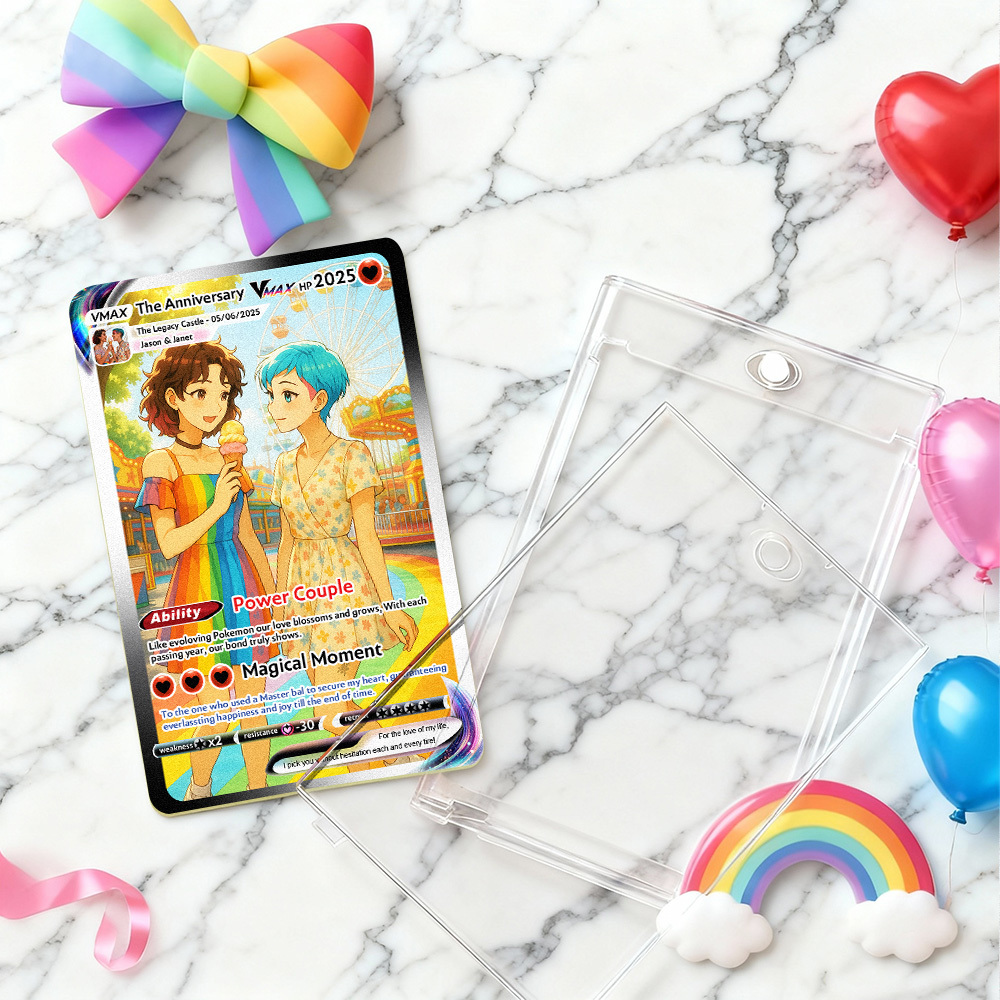 Personalisierte Lgbt-weihnachtskarte Im Comic-stil – Sammlerstück Für Paare – Pride-inspiriertes Weihnachtsgeschenk - FotoSocken