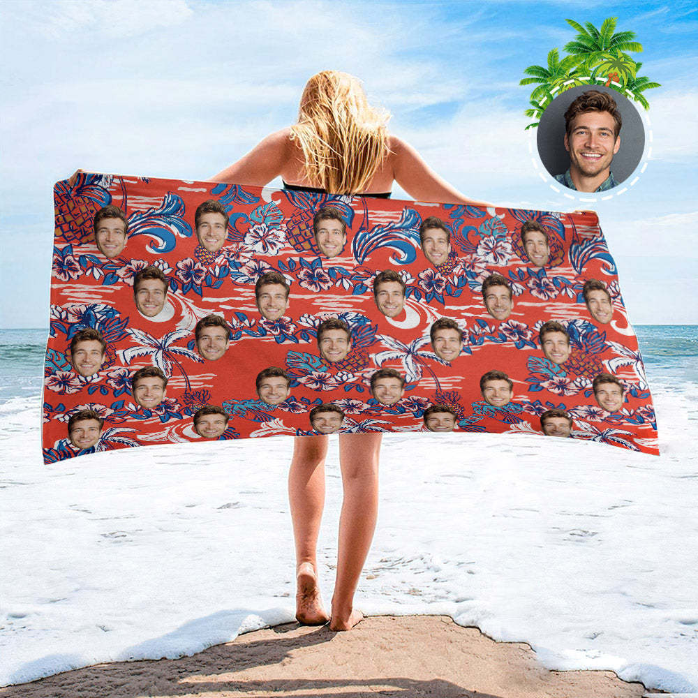 Strandtuch Mit Individuellem Gesicht, Strandtuch Im Hawaiianischen Stil, Lustige Geschenkideen - FotoSocken