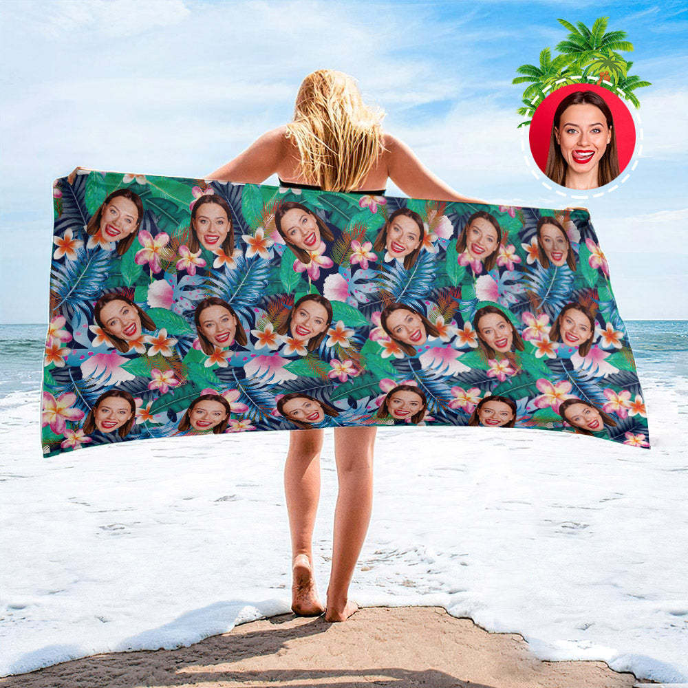 Strandtuch Mit Individuellem Gesicht, Individuelles Strandtuch Im Hawaiianischen Stil, Lustiges Geschenk - FotoSocken