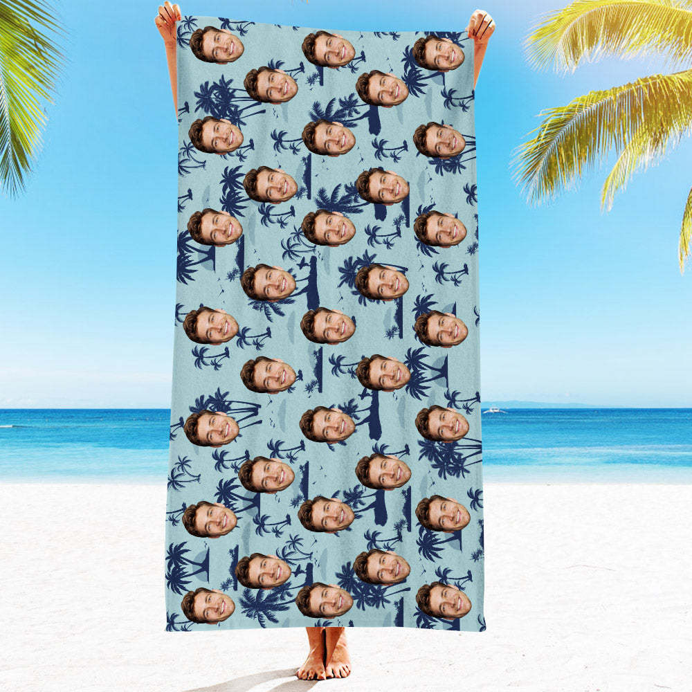 Strandtuch Mit Individuellem Gesicht, Individuelles Strandtuch Im Hawaiianischen Stil, Lustiges Geschenk - FotoSocken