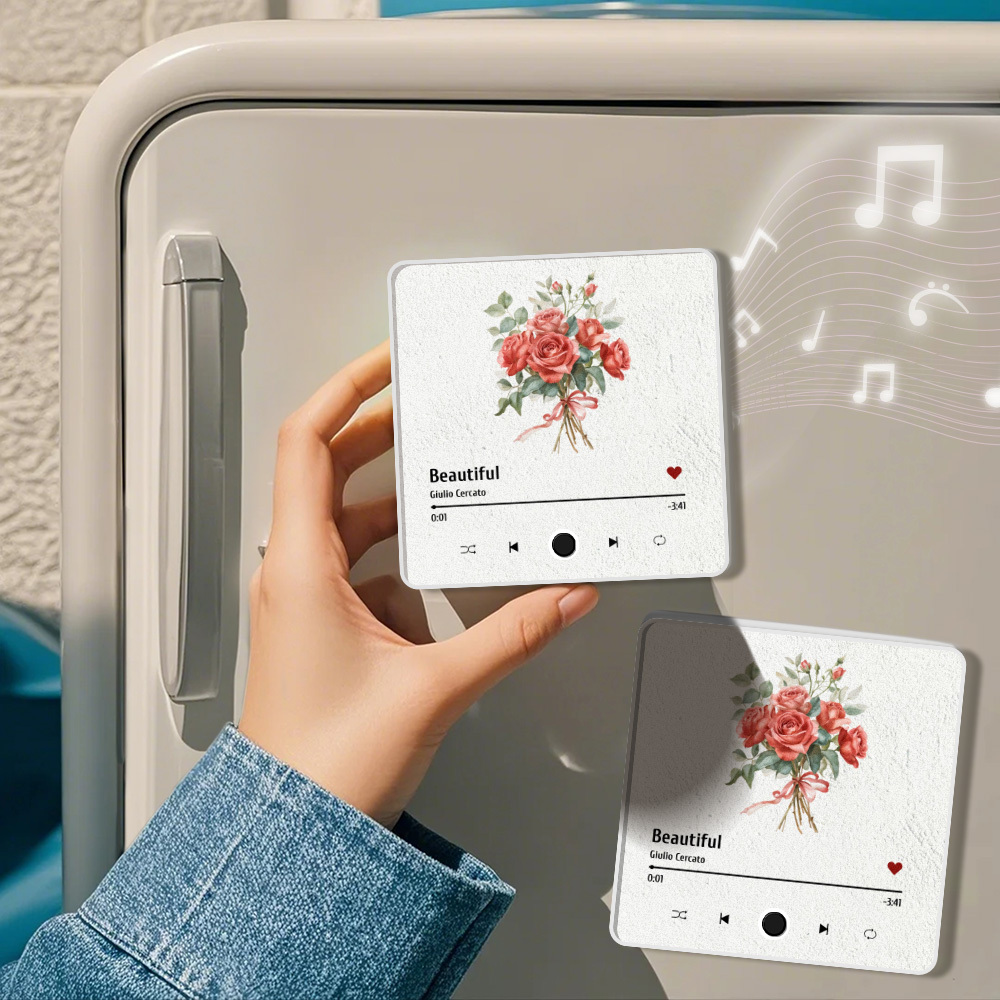 Personalisierter Fotoalbum-musik-kühlschrankmagnet. Blume. Individueller Musik-kühlschrankmagnet Pro - FotoSocken