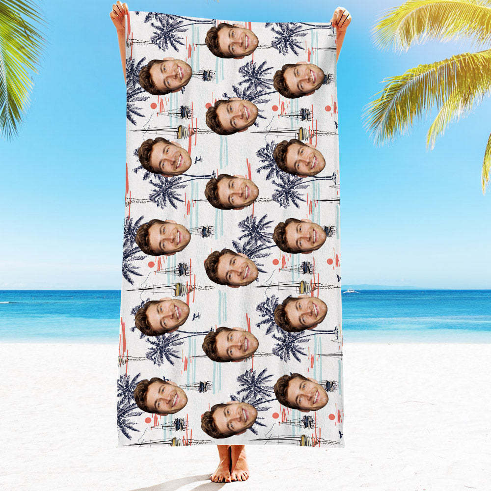 Strandtuch Mit Individuellem Gesicht, Strandtuch Im Hawaiianischen Stil, Lustige Geschenkideen - FotoSocken