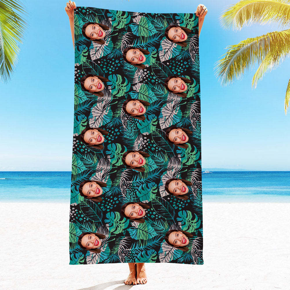 Strandtuch Mit Individuellem Gesicht, Individuelles Strandtuch Im Hawaiianischen Stil, Lustiges Geschenk - FotoSocken