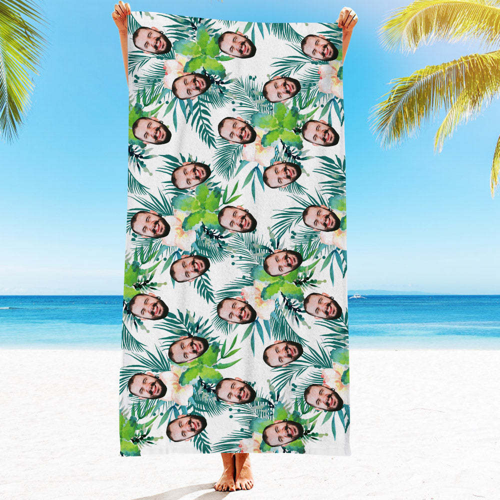 Strandtuch Mit Individuellem Gesicht, Individuelles Strandtuch Im Hawaiianischen Stil, Lustiges Geschenk - FotoSocken