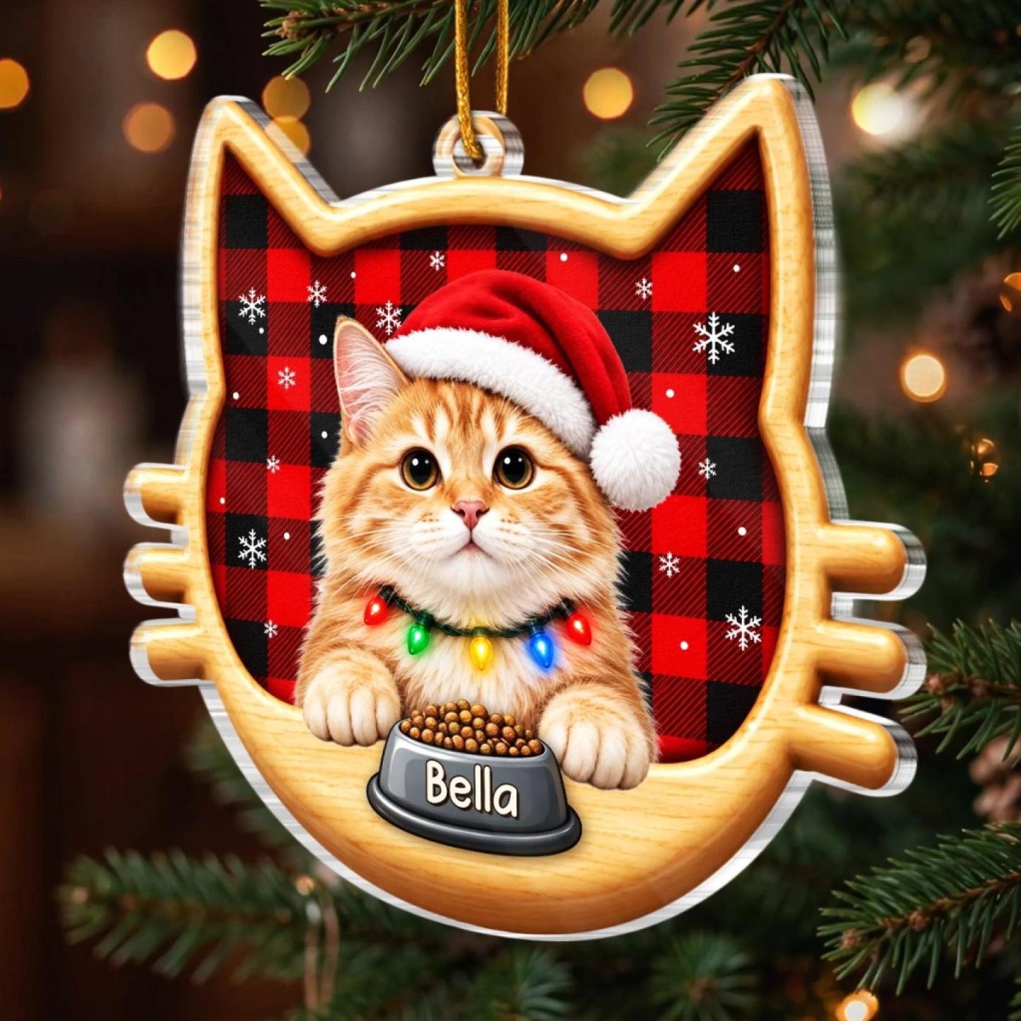 Benutzerdefinierte Katzenfoto-Weihnachtsgeschenke Für Katzenliebhaber – Personalisiertes Acrylornament - FotoSocken