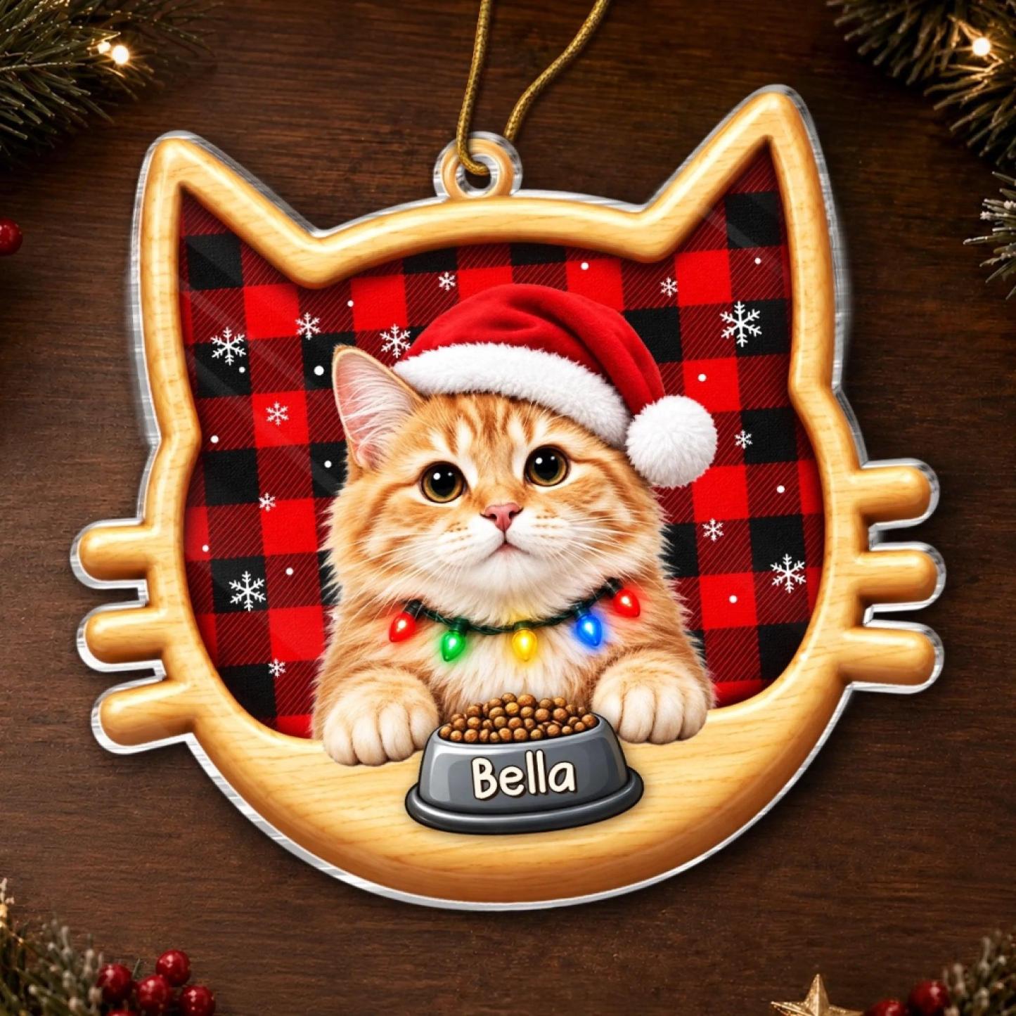 Benutzerdefinierte Katzenfoto-Weihnachtsgeschenke Für Katzenliebhaber – Personalisiertes Acrylornament - FotoSocken