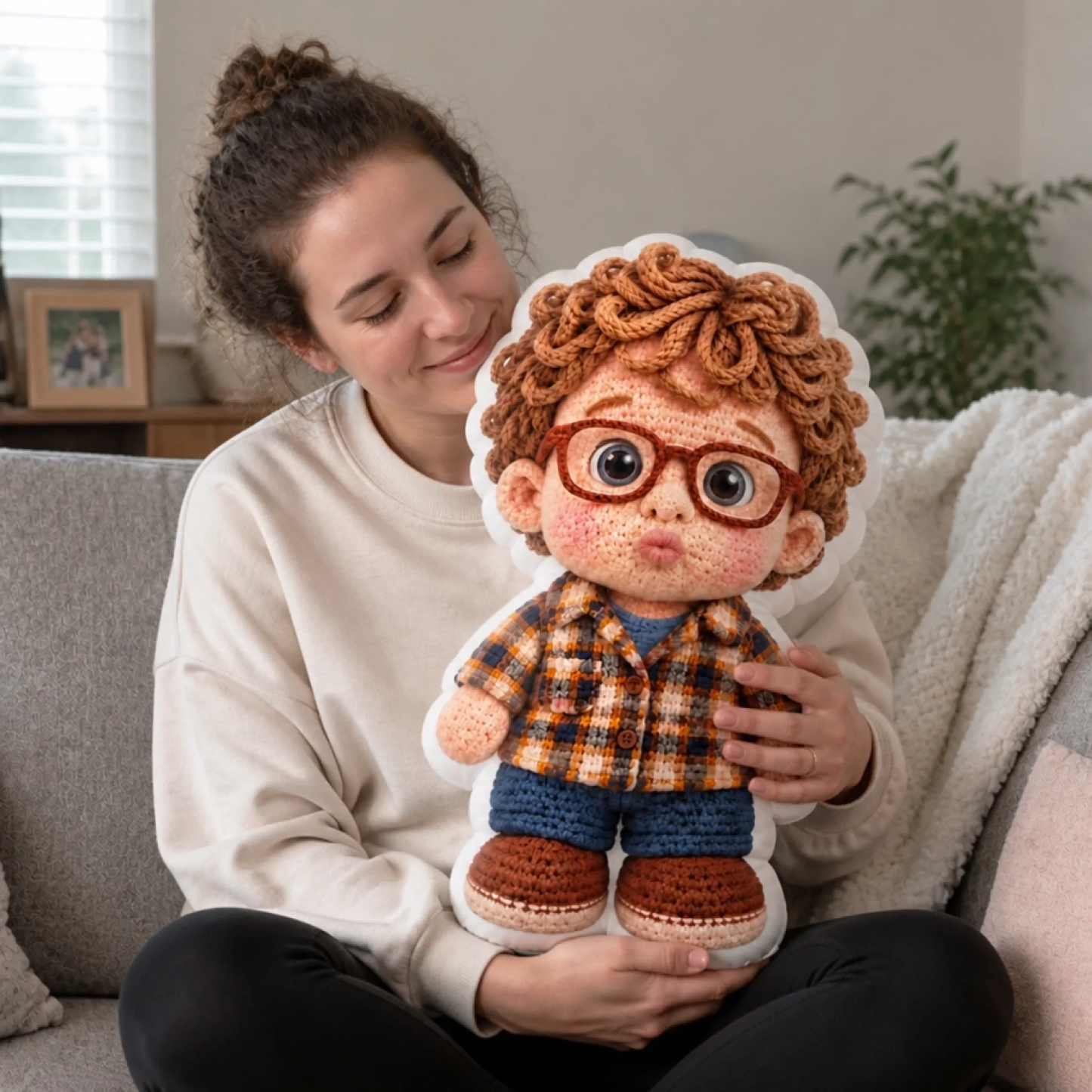 Benutzerdefinierte Foto-Geschenke Für Kinder Im Häkelstil – Personalisiertes Geformtes Kissen - FotoSocken