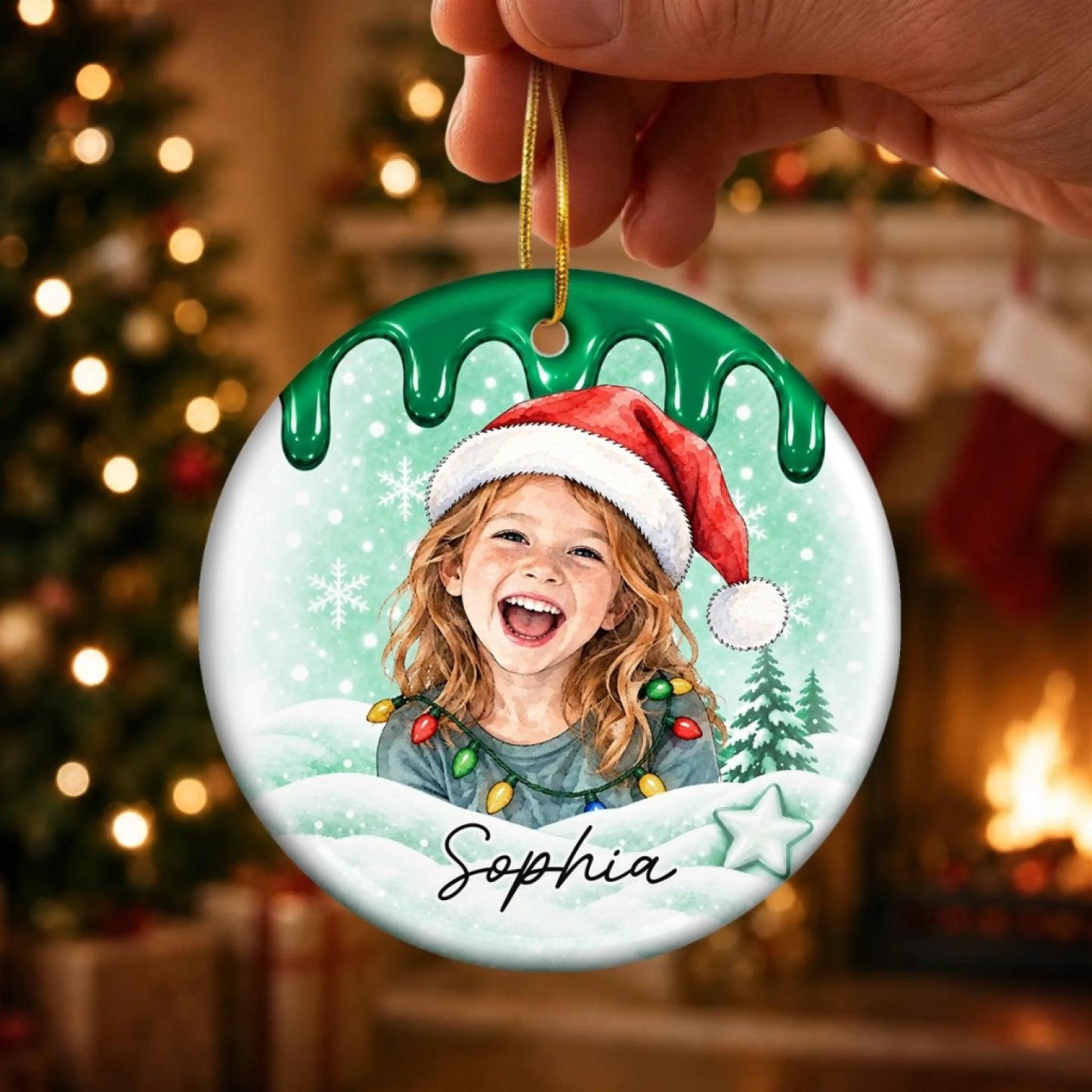 Benutzerdefinierte Foto-Weihnachtsgeschenke Für Kinder – Personalisiertes Keramikornament - FotoSocken