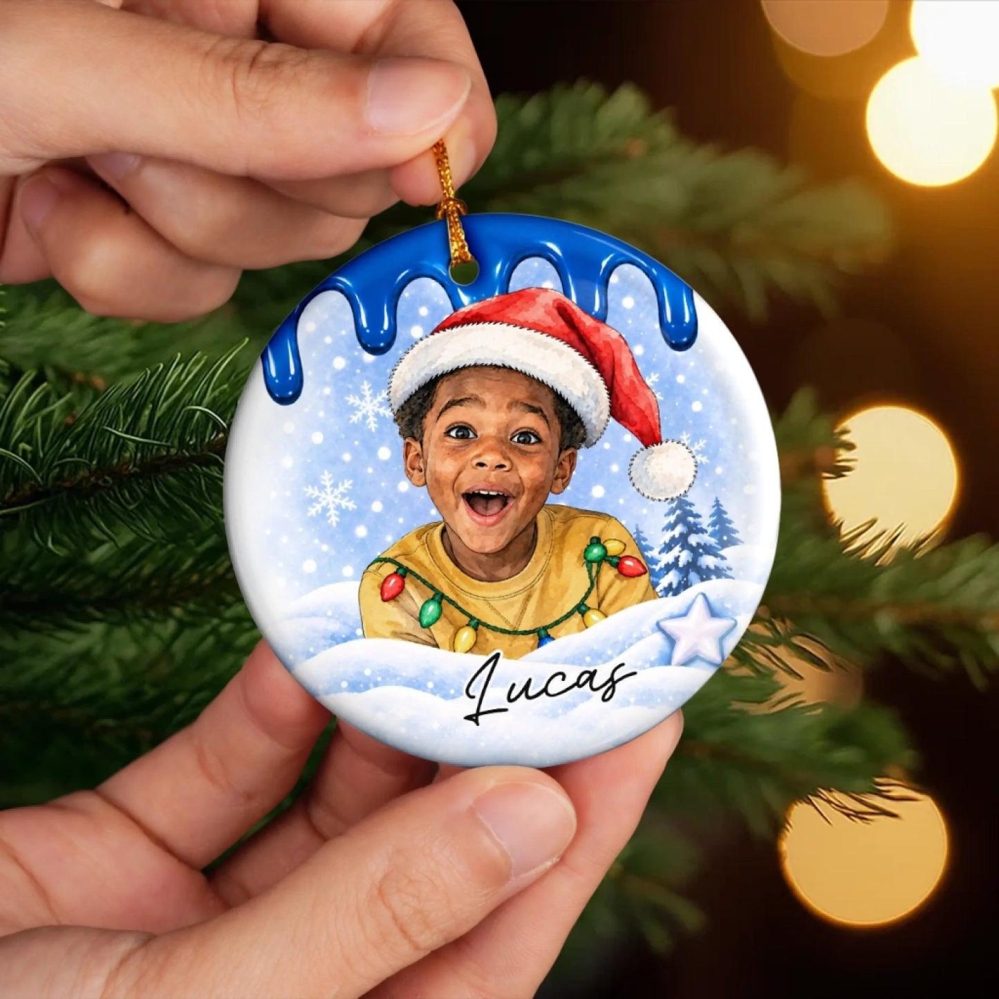Benutzerdefinierte Foto-Weihnachtsgeschenke Für Kinder – Personalisiertes Keramikornament - FotoSocken