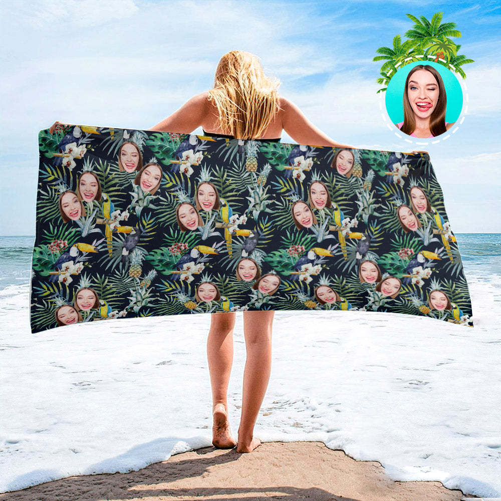 Strandtuch Mit Individuellem Gesicht, Strandtuch Im Hawaiianischen Stil, Lustige Geschenkideen - FotoSocken