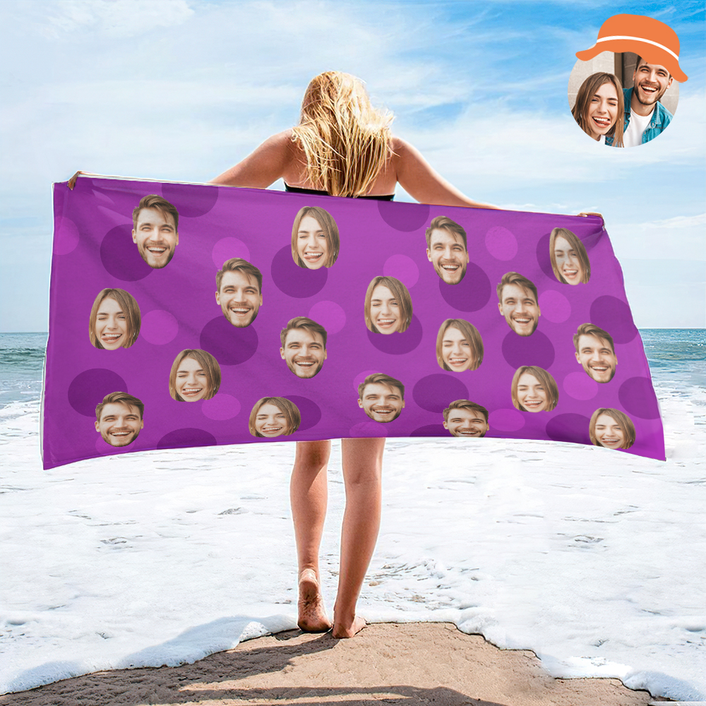 Personalisiertes Strandtuch Mit Gesicht, Individuelles Strandtuch, Lustiges Geschenk, Hellblau - FotoSocken