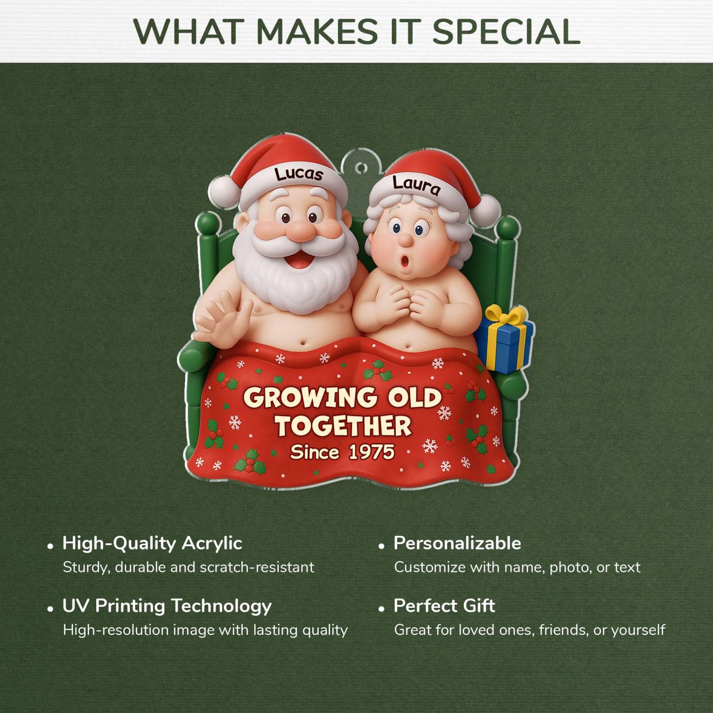 Benutzerdefinierte Lustige Holzverzierung – Personalisierte Jahrestags-Weihnachtshochzeitsgeschenke Für Mann Und Frau, Ihn Und Sie – Gemütliche Weihnachten Mit Ihnen - FotoSocken