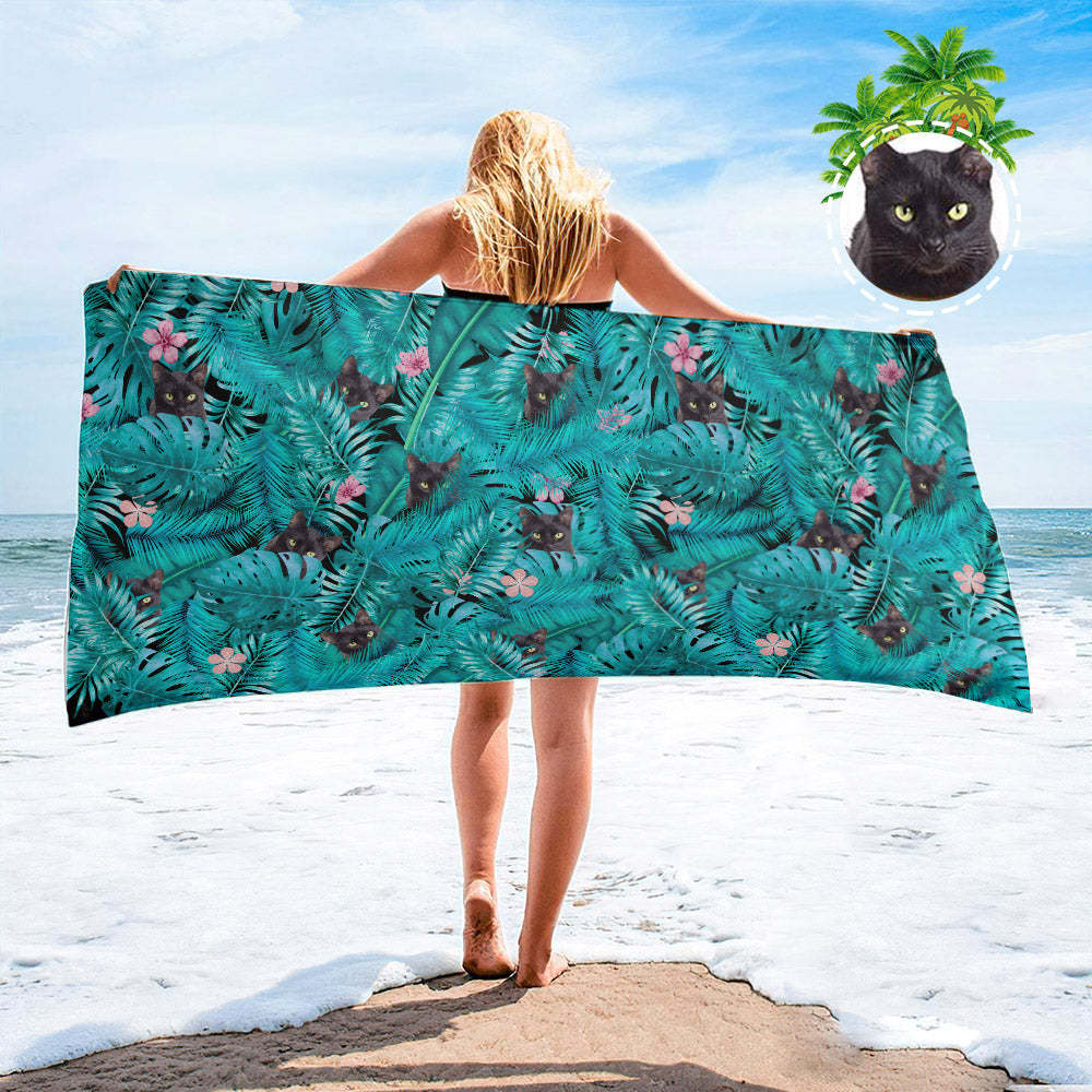 Strandtuch Mit Individuellem Gesicht, Individuelles Strandtuch Im Hawaiianischen Stil, Lustiges Geschenk - FotoSocken
