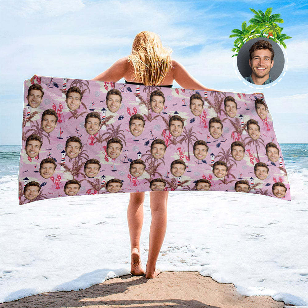 Strandtuch Mit Individuellem Gesicht, Strandtuch Im Hawaiianischen Stil, Lustige Geschenkideen - FotoSocken
