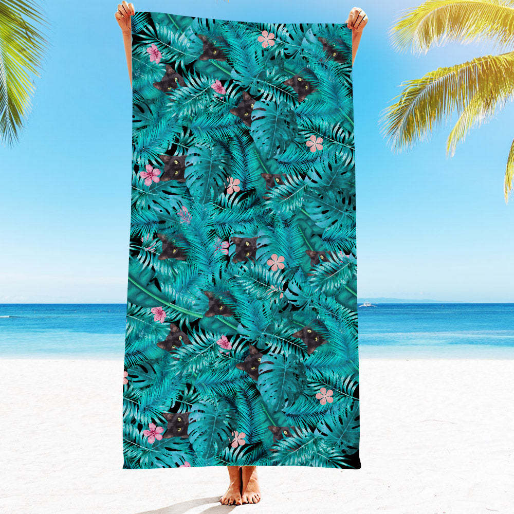 Strandtuch Mit Individuellem Gesicht, Individuelles Strandtuch Im Hawaiianischen Stil, Lustiges Geschenk - FotoSocken