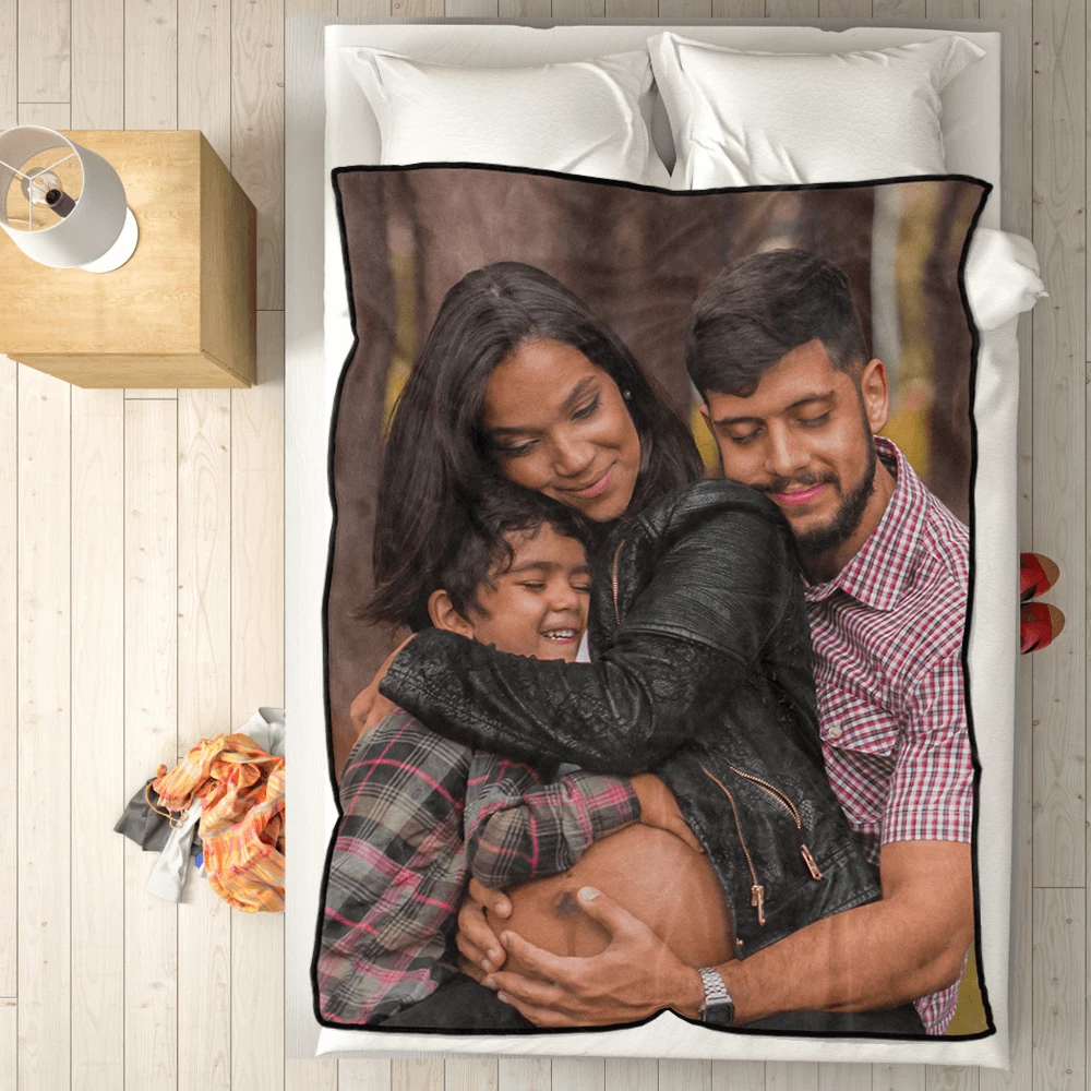 Personalisierte Familie Fotohülle Individuelle Decke Aus Ganzem Fleece