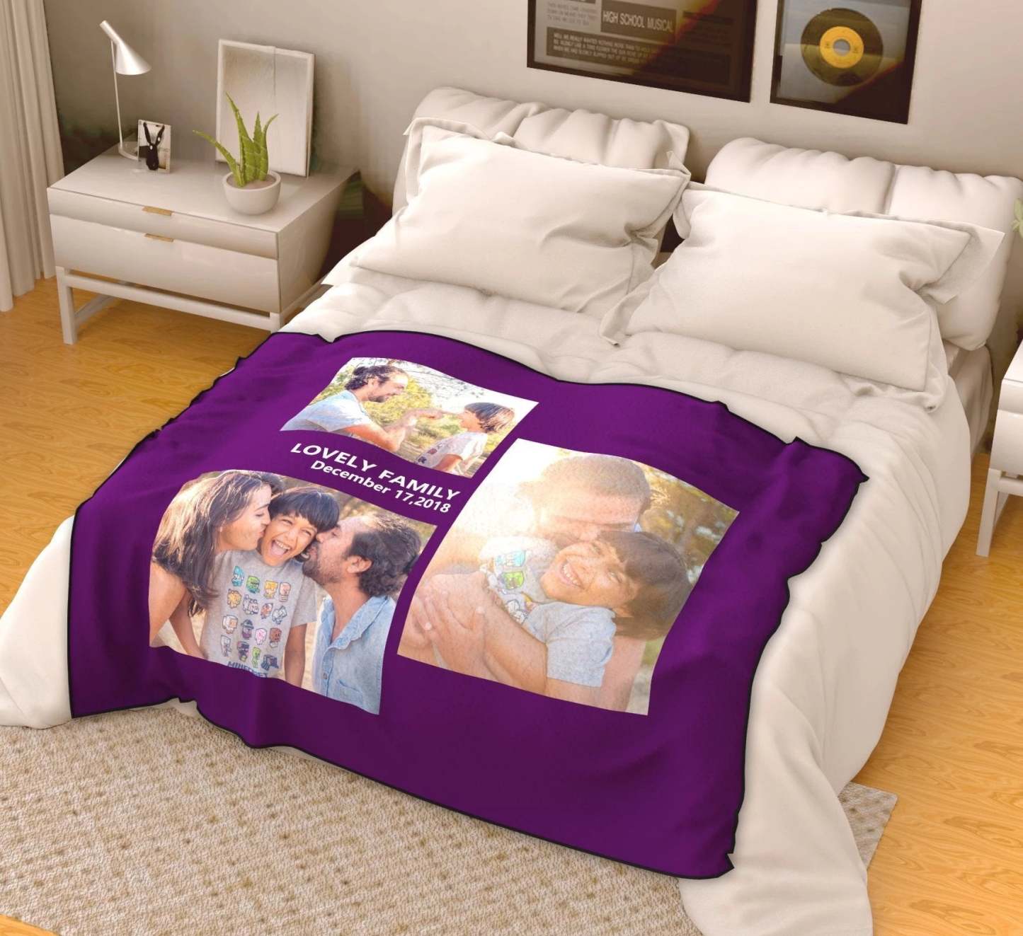 Personalisierte Liebe Mit 3 Fotos Benutzerdefiniertes Vlies Benutzerdefinierte Decke
