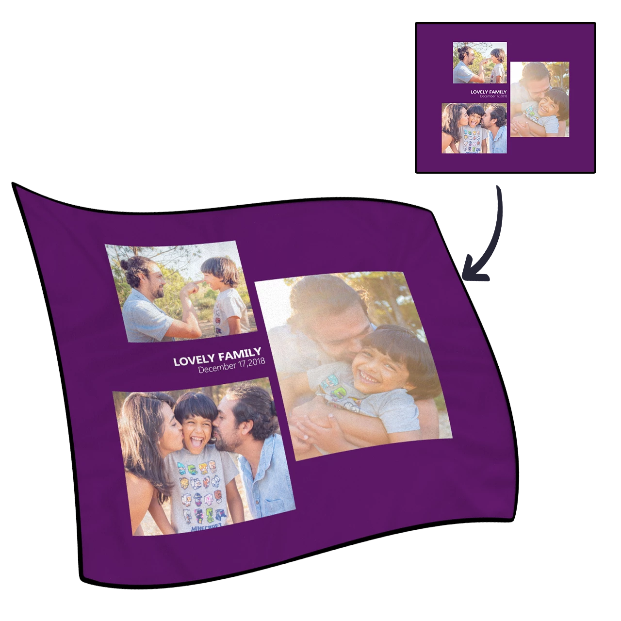 Personalisierte Liebe Mit 3 Fotos Benutzerdefiniertes Vlies Benutzerdefinierte Decke