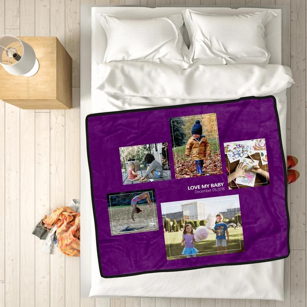 Personalisierte Kinder Mit 5 Fotos Benutzerdefinierte Fleecedecke